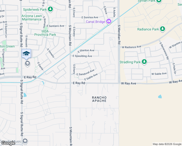 map of restaurants, bars, coffee shops, grocery stores, and more near 11337 East Sandoval Avenue in Mesa