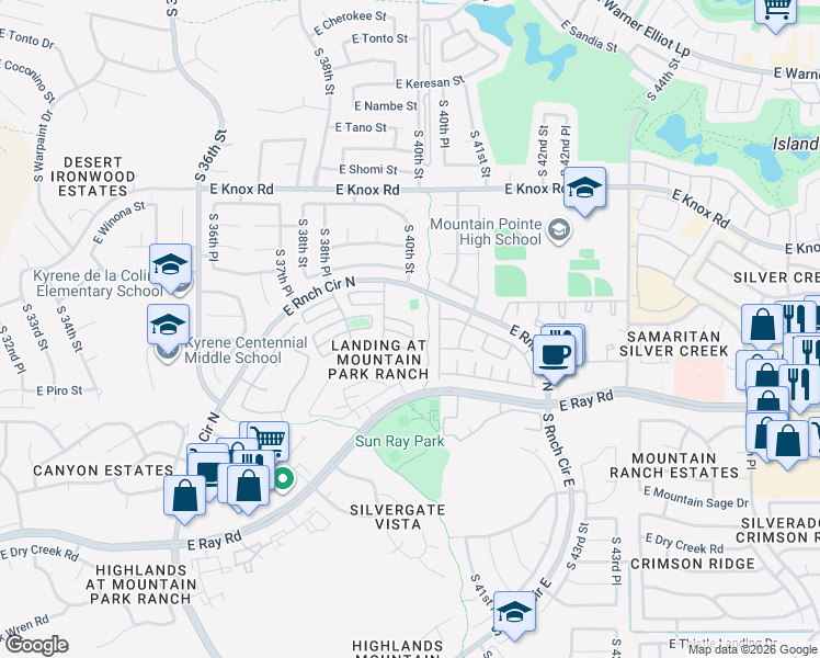 map of restaurants, bars, coffee shops, grocery stores, and more near 3937 East Orchid Lane in Phoenix