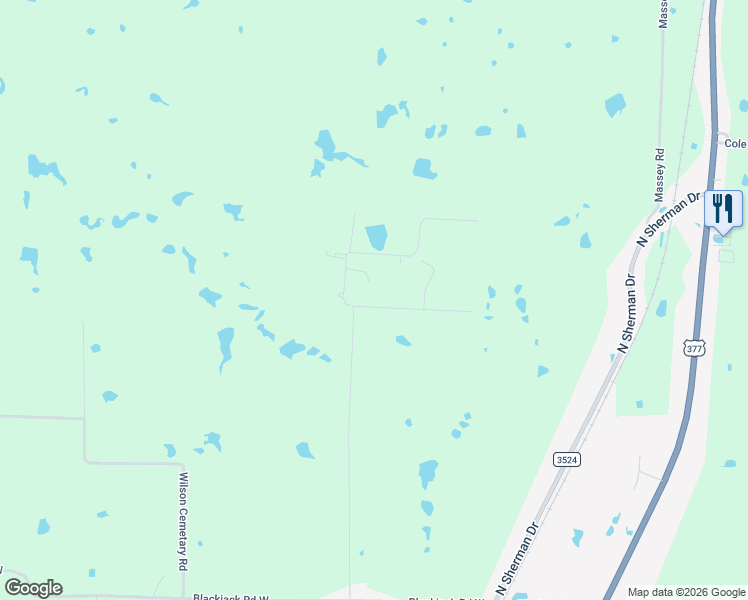 map of restaurants, bars, coffee shops, grocery stores, and more near 8551 Richter Road in Aubrey