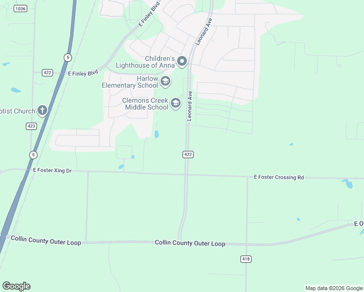 map of restaurants, bars, coffee shops, grocery stores, and more near 3020 County Road 422 in Anna