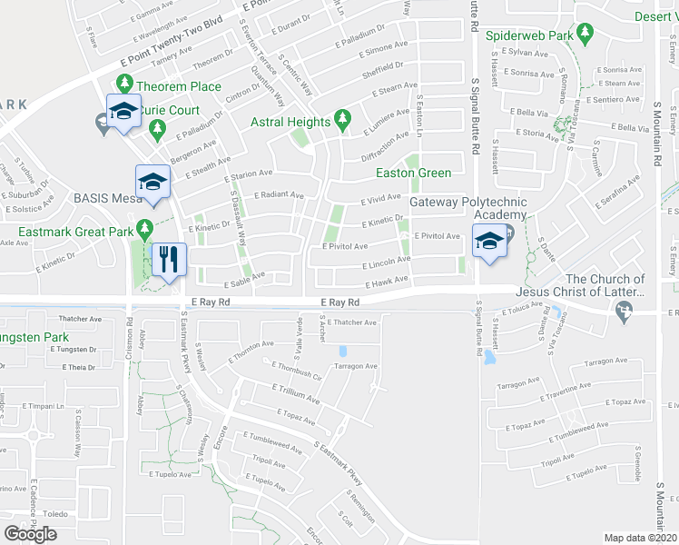 map of restaurants, bars, coffee shops, grocery stores, and more near 5125 South Todd Lane in Mesa