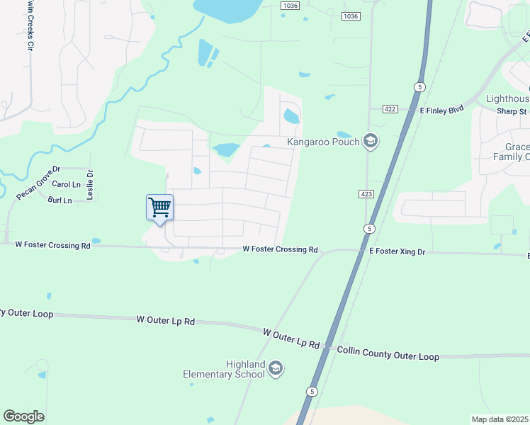 map of restaurants, bars, coffee shops, grocery stores, and more near 712 Bois D'Arc Lane in Anna