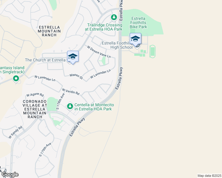 map of restaurants, bars, coffee shops, grocery stores, and more near 13637 South 175th Drive in Goodyear