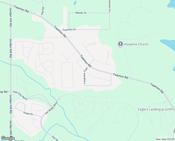 map of restaurants, bars, coffee shops, grocery stores, and more near 912 Longview Trail in Griffin