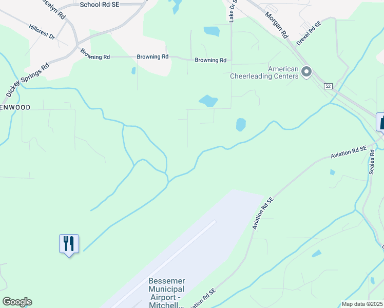 map of restaurants, bars, coffee shops, grocery stores, and more near 6340 Rice Creek Road Southeast in Bessemer