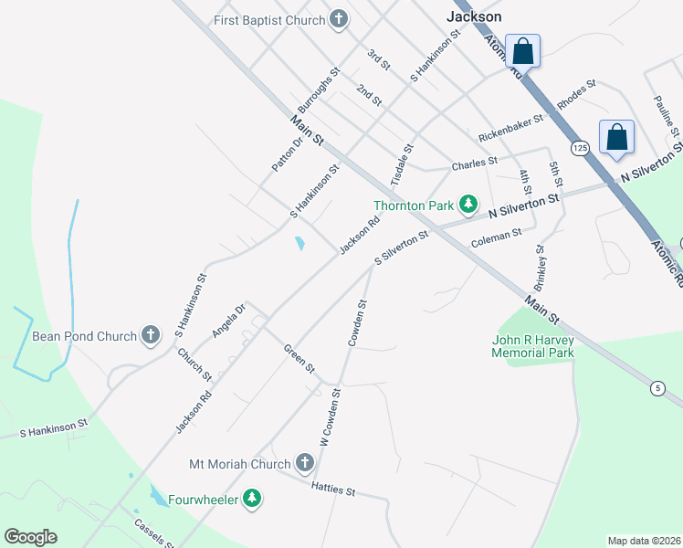 map of restaurants, bars, coffee shops, grocery stores, and more near 118 Jackson Road in Jackson