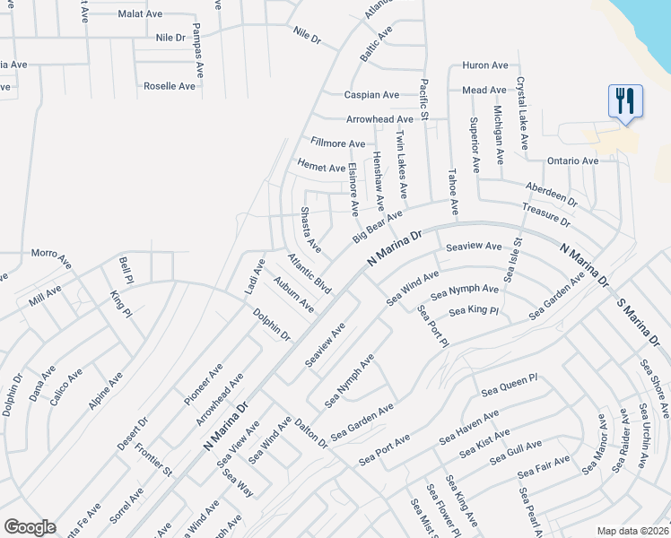 map of restaurants, bars, coffee shops, grocery stores, and more near 2679 North Marina Drive in Thermal