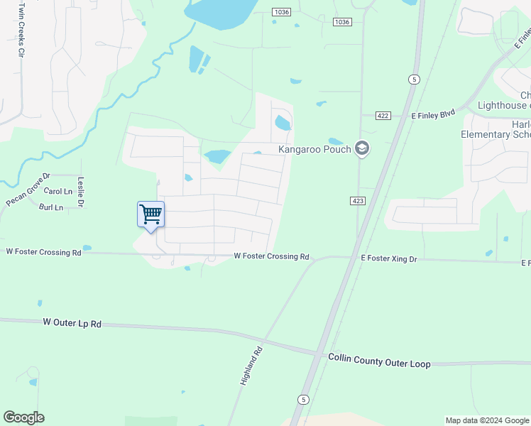 map of restaurants, bars, coffee shops, grocery stores, and more near 712 Bois D'Arc Lane in Anna
