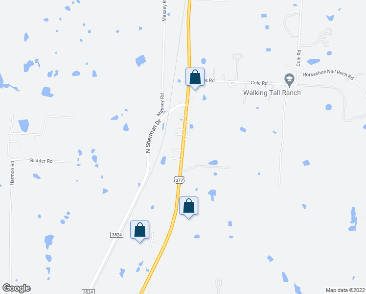 map of restaurants, bars, coffee shops, grocery stores, and more near 8228 U.S. 377 in Pilot Point