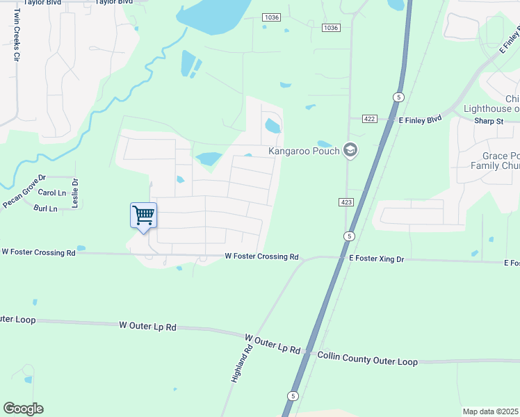 map of restaurants, bars, coffee shops, grocery stores, and more near 712 Bois D'Arc Lane in Anna