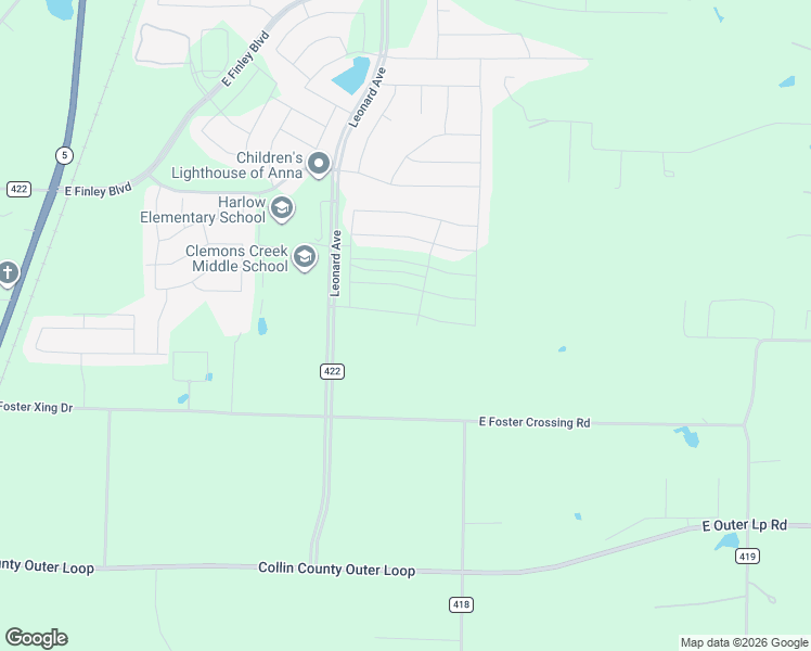 map of restaurants, bars, coffee shops, grocery stores, and more near 3031 County Road 422 in Anna