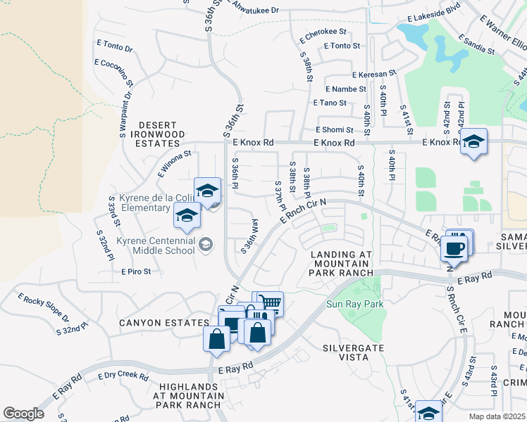 map of restaurants, bars, coffee shops, grocery stores, and more near 13602 South 37th Street in Phoenix