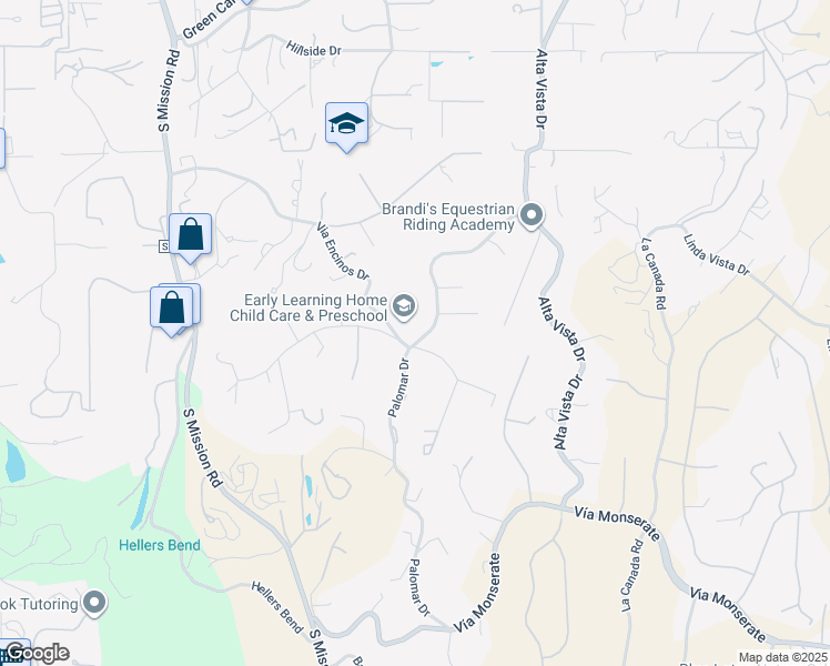 map of restaurants, bars, coffee shops, grocery stores, and more near 1474 Via Encinos Drive in Fallbrook