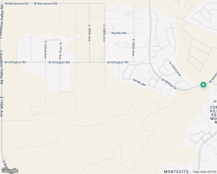 map of restaurants, bars, coffee shops, grocery stores, and more near 13551 South 188th Avenue in Buckeye