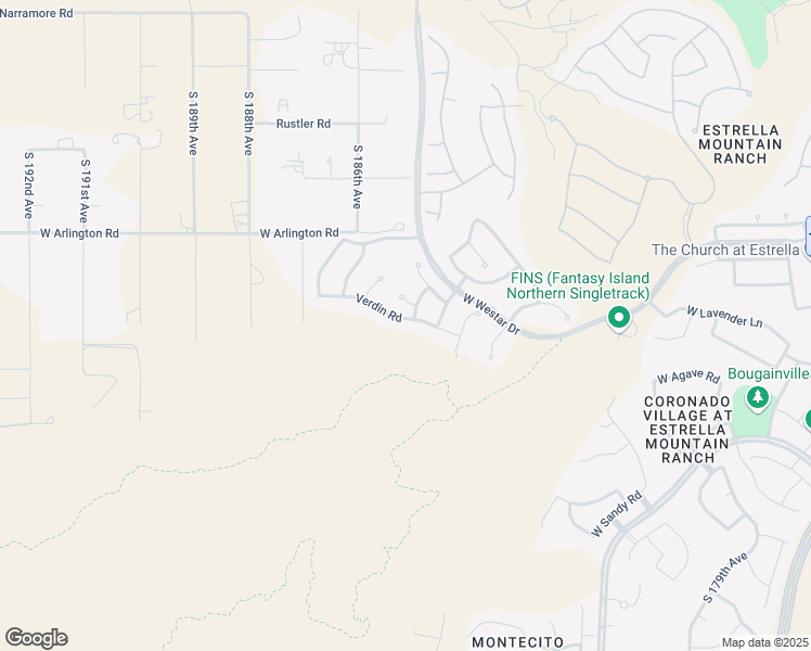 map of restaurants, bars, coffee shops, grocery stores, and more near 18463 Verdin Road in Goodyear