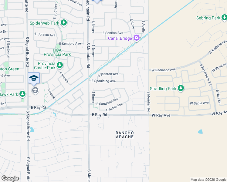 map of restaurants, bars, coffee shops, grocery stores, and more near 5029 South Chatham in Mesa