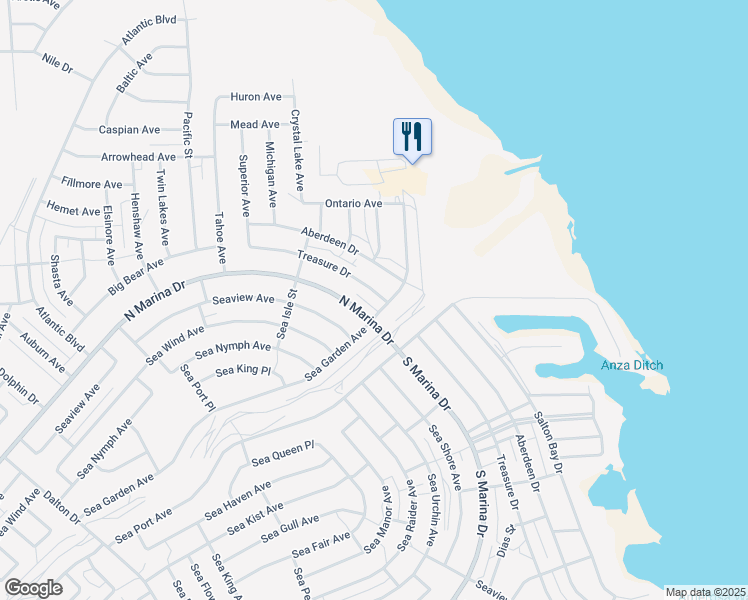map of restaurants, bars, coffee shops, grocery stores, and more near 1035 Treasure Drive in Thermal
