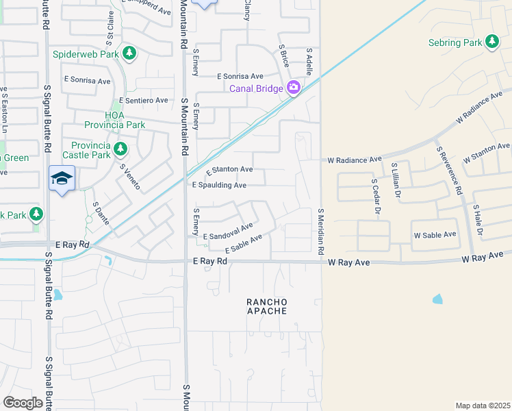 map of restaurants, bars, coffee shops, grocery stores, and more near 5029 South Chatham in Mesa