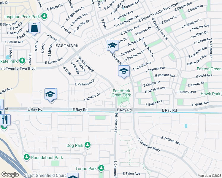 map of restaurants, bars, coffee shops, grocery stores, and more near 5035 South Turbine in Mesa