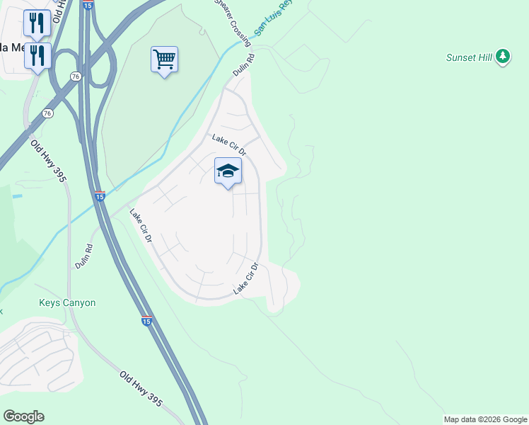 map of restaurants, bars, coffee shops, grocery stores, and more near 3544 Lake Circle Drive in Fallbrook