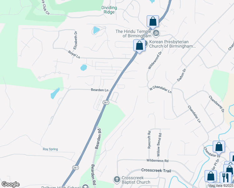 map of restaurants, bars, coffee shops, grocery stores, and more near 146 Sommersby Circle in Pelham