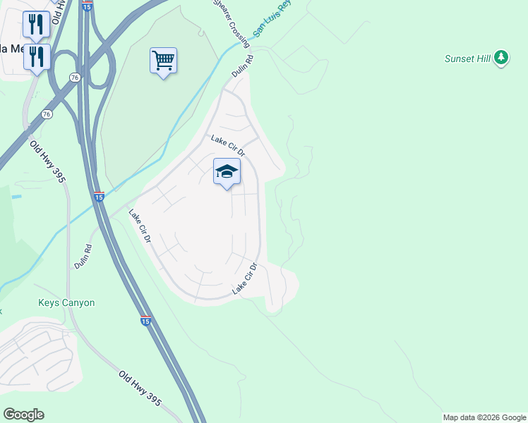 map of restaurants, bars, coffee shops, grocery stores, and more near 3544 Lake Circle Drive in Fallbrook