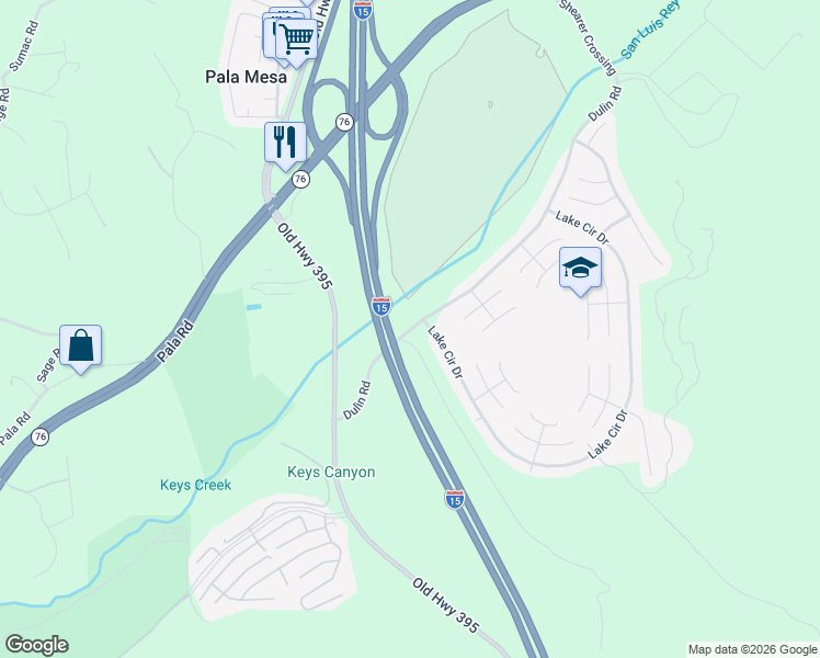 map of restaurants, bars, coffee shops, grocery stores, and more near 4779 Dulin Road in Fallbrook