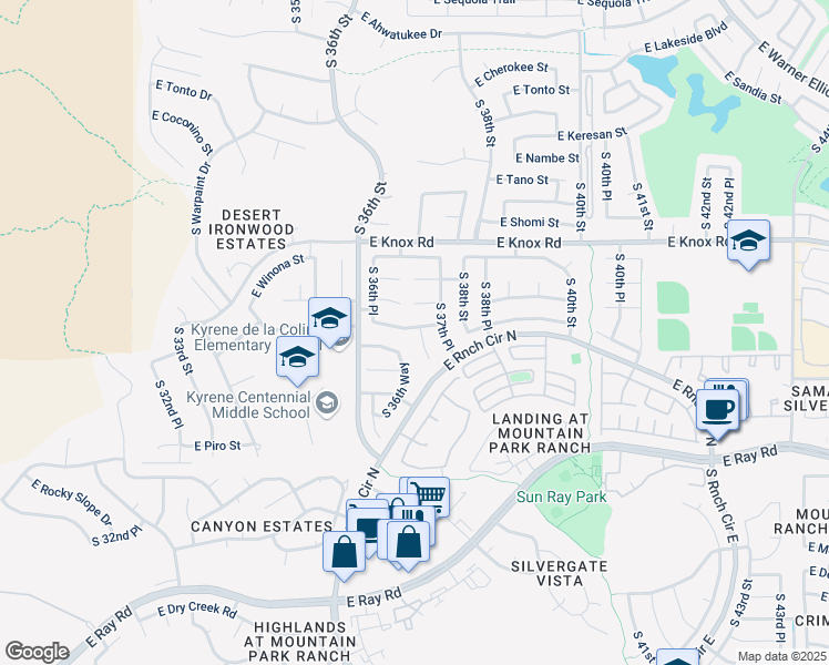 map of restaurants, bars, coffee shops, grocery stores, and more near 13602 South 37th Street in Phoenix