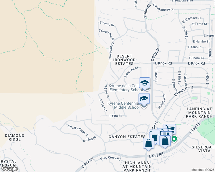 map of restaurants, bars, coffee shops, grocery stores, and more near 13421 South 33rd Street in Phoenix