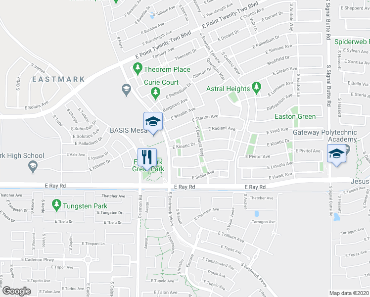 map of restaurants, bars, coffee shops, grocery stores, and more near 5031 Selenium Lane in Mesa