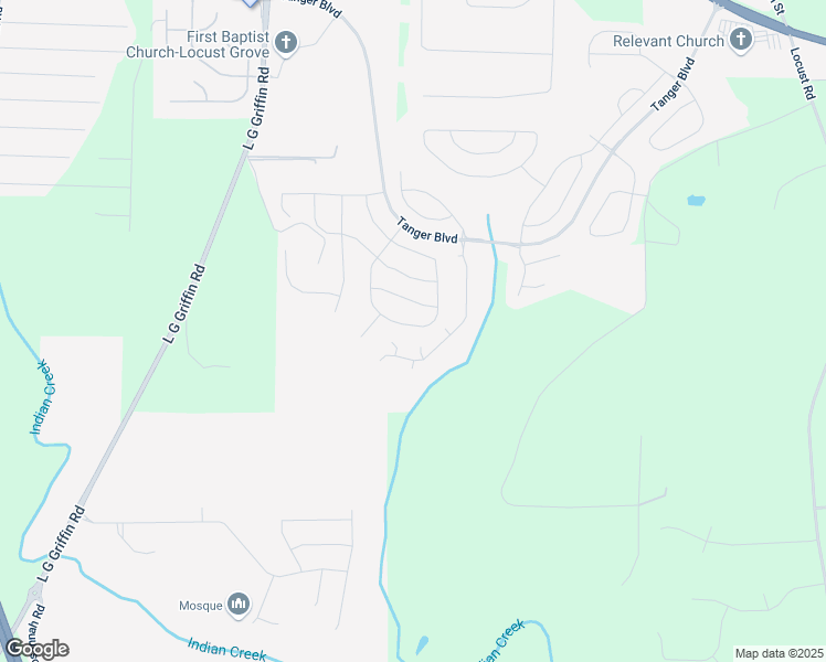 map of restaurants, bars, coffee shops, grocery stores, and more near 174 Aster Avenue in Locust Grove