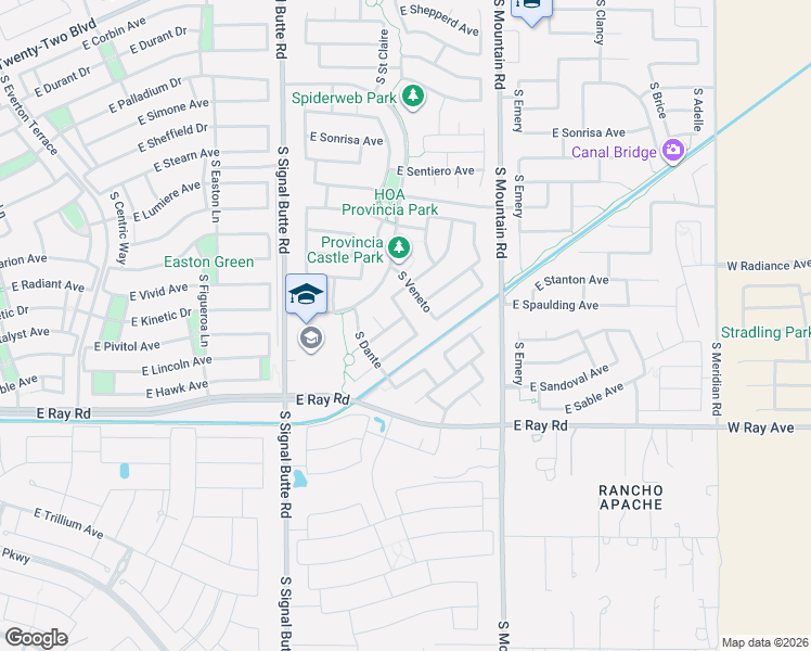 map of restaurants, bars, coffee shops, grocery stores, and more near 5023 South Parkwood in Mesa