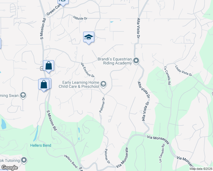 map of restaurants, bars, coffee shops, grocery stores, and more near 3739 Palomar Drive in Fallbrook