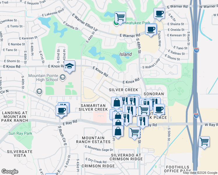 map of restaurants, bars, coffee shops, grocery stores, and more near 4621 East Summerhaven Drive in Phoenix