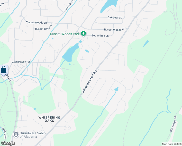 map of restaurants, bars, coffee shops, grocery stores, and more near 4000 South Shades Crest Road in Hoover
