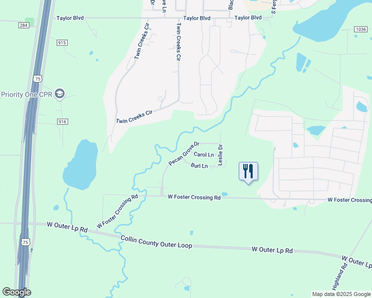 map of restaurants, bars, coffee shops, grocery stores, and more near 1921 Carol Lane in Anna