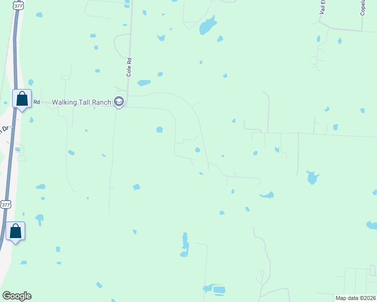 map of restaurants, bars, coffee shops, grocery stores, and more near 9940 Cole Road in Pilot Point
