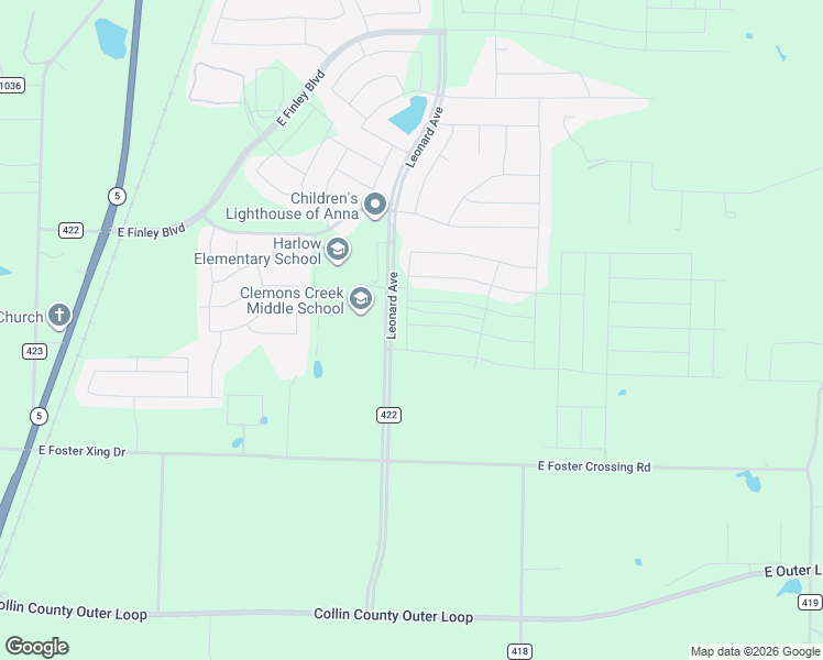 map of restaurants, bars, coffee shops, grocery stores, and more near 3031 County Road 422 in Anna