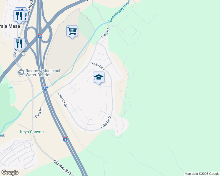 map of restaurants, bars, coffee shops, grocery stores, and more near 3505 Lake Circle Drive in Fallbrook