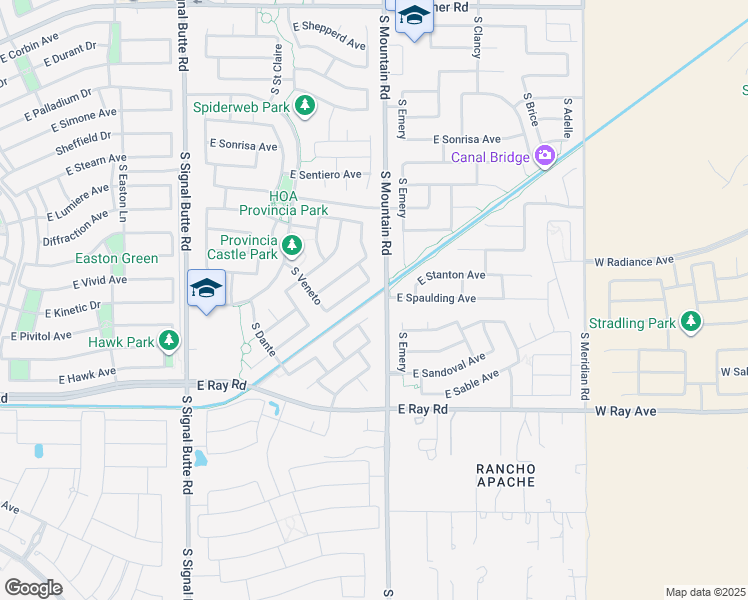 map of restaurants, bars, coffee shops, grocery stores, and more near 5015 South Grenoble in Mesa