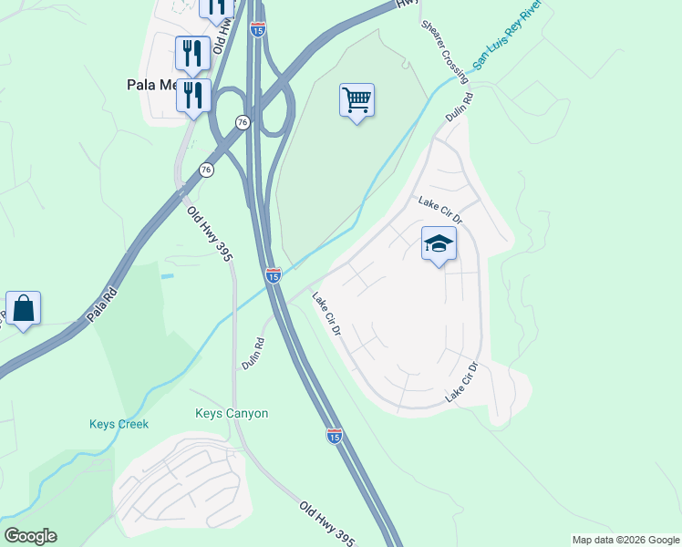 map of restaurants, bars, coffee shops, grocery stores, and more near 4866 Dulin Road in Fallbrook