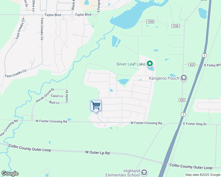 map of restaurants, bars, coffee shops, grocery stores, and more near Pvt Road 5302 in Anna