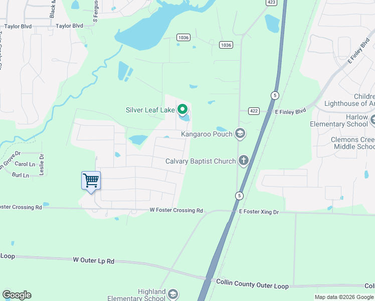 map of restaurants, bars, coffee shops, grocery stores, and more near 704 Peach Tree Lane in Anna