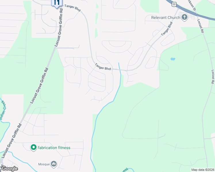 map of restaurants, bars, coffee shops, grocery stores, and more near 448 Kirkland Drive in Locust Grove