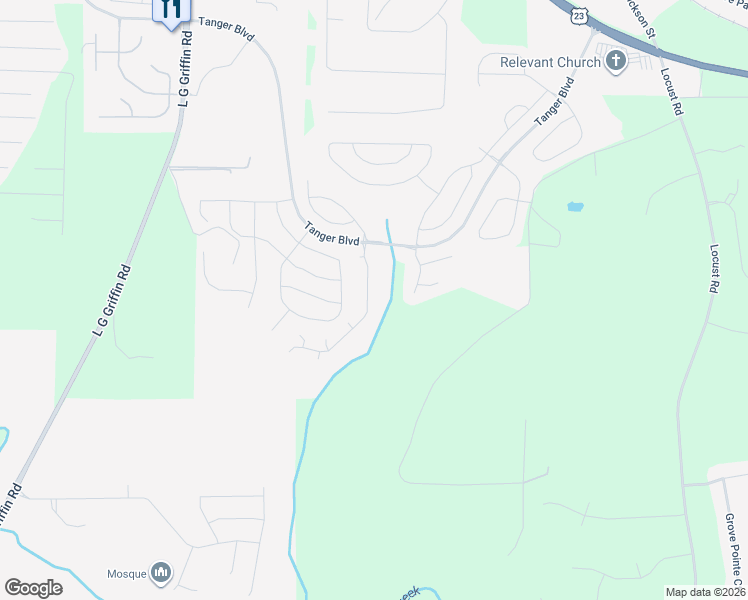 map of restaurants, bars, coffee shops, grocery stores, and more near 449 Kirkland Drive in Locust Grove