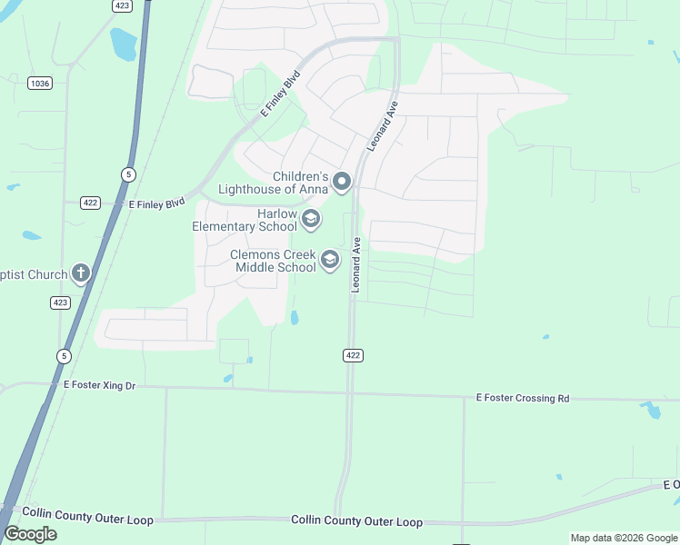 map of restaurants, bars, coffee shops, grocery stores, and more near 2872 County Road 422 in Anna
