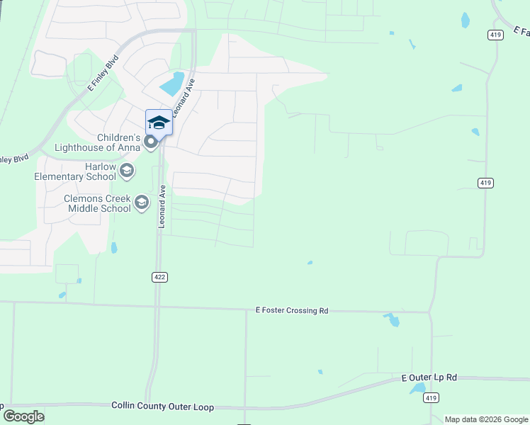 map of restaurants, bars, coffee shops, grocery stores, and more near 2612 Glacier Road in Anna