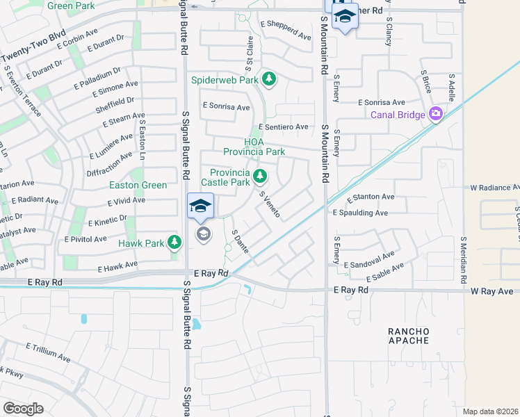 map of restaurants, bars, coffee shops, grocery stores, and more near 4941 South Parkwood in Mesa