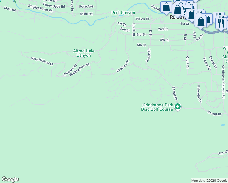 map of restaurants, bars, coffee shops, grocery stores, and more near mountain high circle in Ruidoso