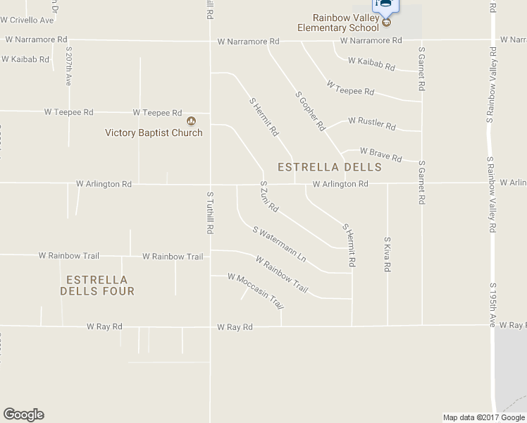 map of restaurants, bars, coffee shops, grocery stores, and more near 13226 South Zuni Road in Buckeye